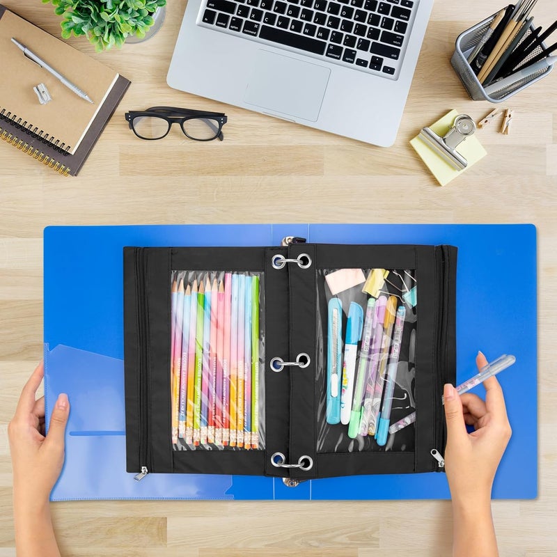 IKAYAS 20 Pack Black Pencil Pouch for 3 Ring Binder Colorful Pencil Pouch with Zipper Bulk, 3 Ring Binder Pencil Pouches Pencil Case Pencil Bags for Classroom Storing School Teacher Supplies - Image 3